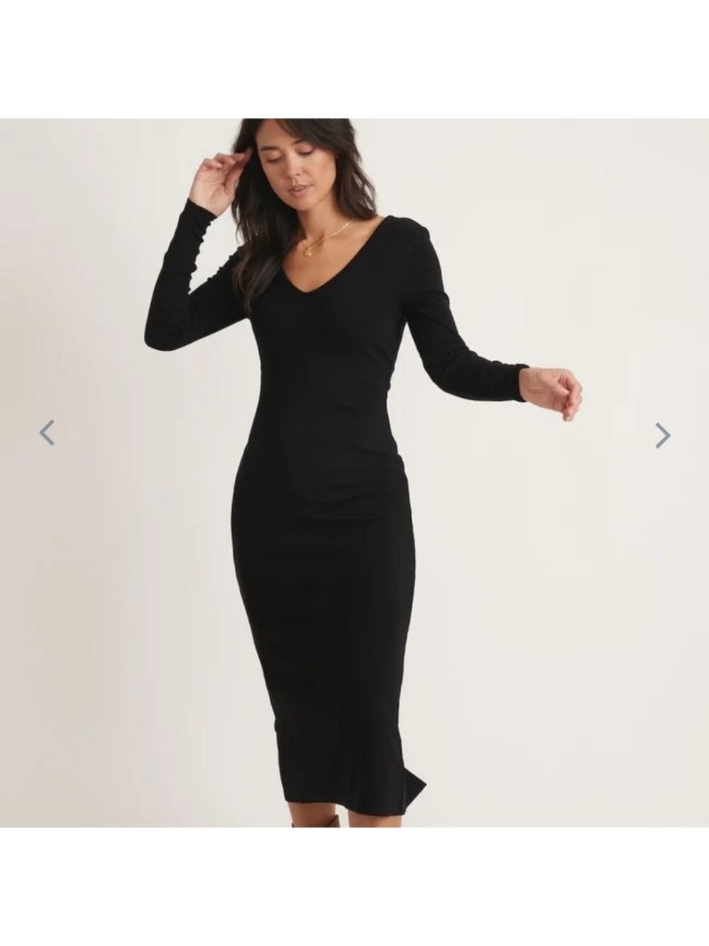 Marine Layer Lexi Rib V Neck Maxi Dress Green - Picture 3 of 5